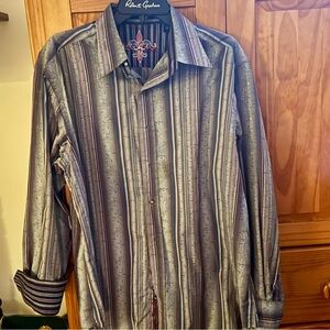 Robert Graham Men's Striped Shirt - Gray